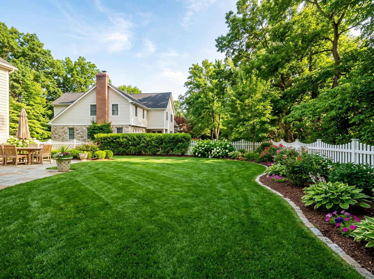 Even green lawn after